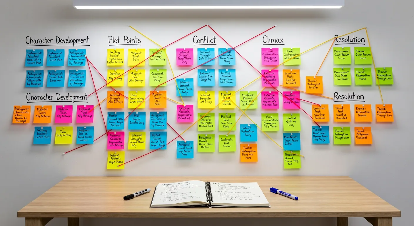 Story outline on sticky notes